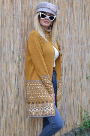 Alternative view of Kardigan Ruska Kragna ŽAKARD - oker