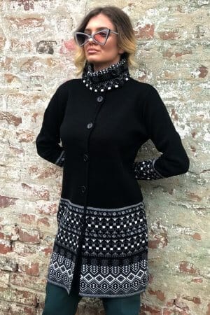 Alternative view of Kardigan Ruska Kragna ŽAKARD - crni