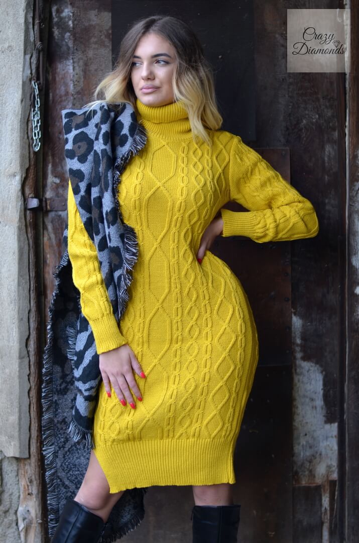 haljina rol kragna žuta