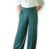 Ženske pantalone široke nogavice širok rastegljiv pojas