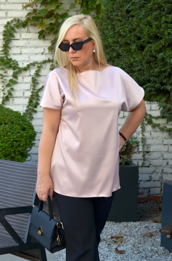 Bluza plus-size saten roze