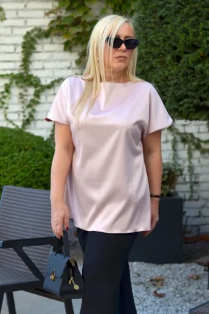 Bluza plus-size saten roze