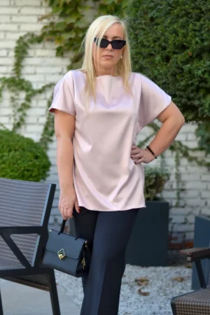 Bluza plus-size saten roze