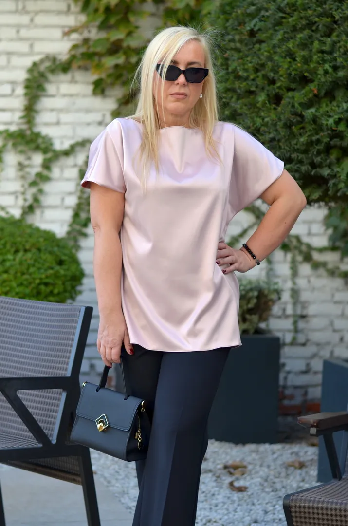 Bluza plus-size saten roze