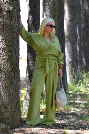 Pantalone i bluza plus size gina pistaci