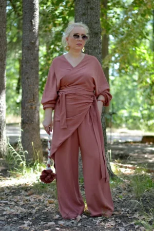 Pantalone i bluza plus size GINA terakota