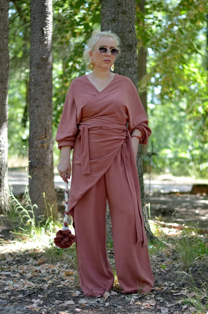 Pantalone i bluza plus size GINA terakota