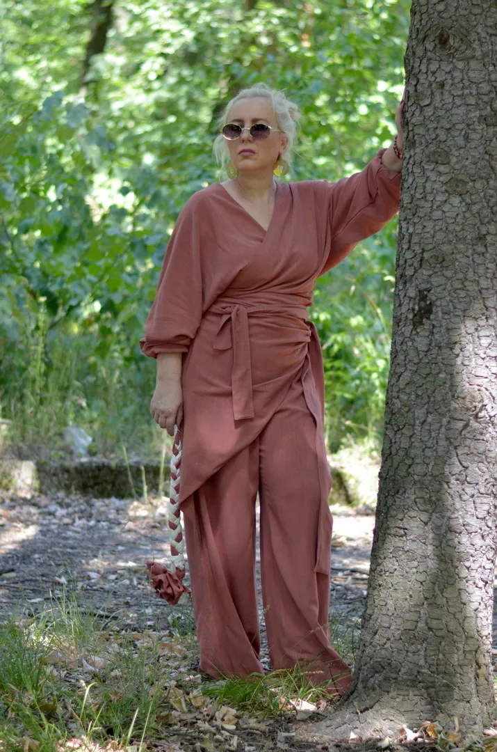 Pantalone i bluza plus size GINA terakota