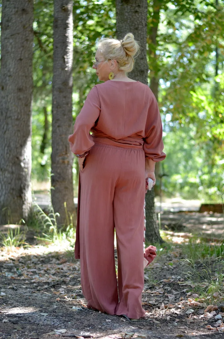 Pantalone i bluza plus size GINA terakota