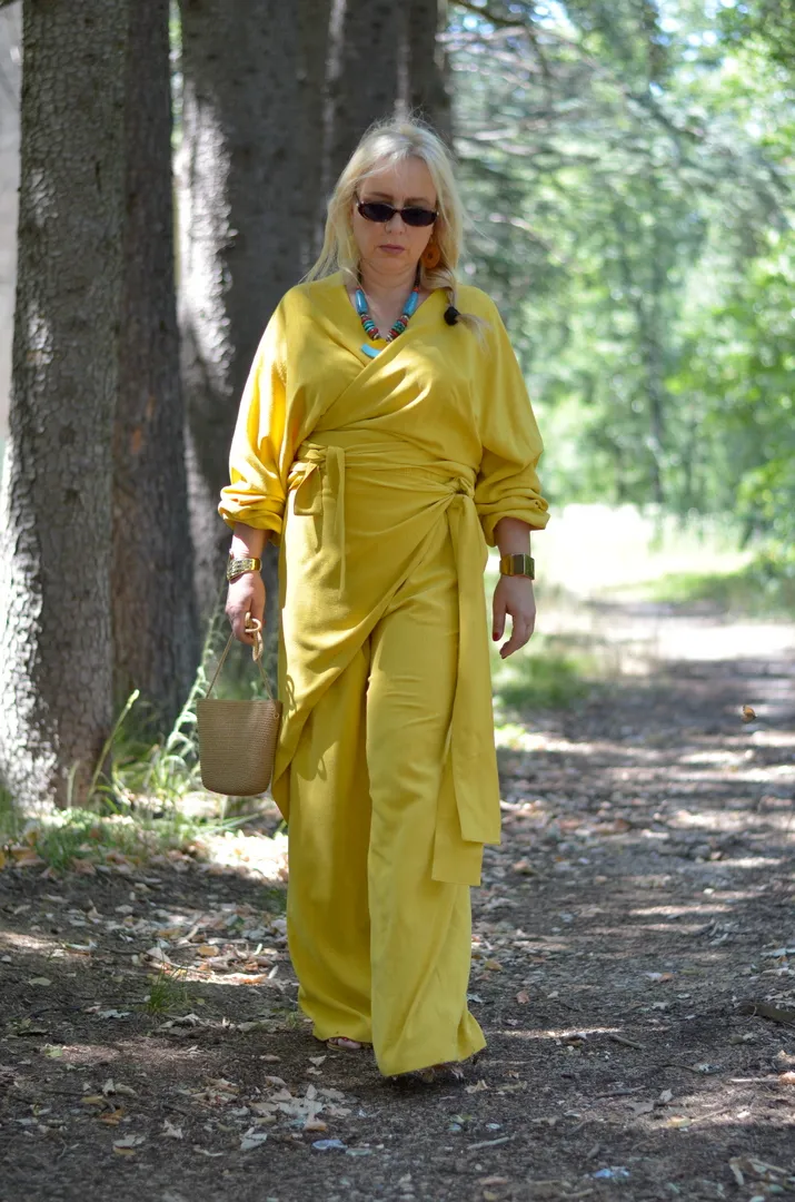 Pantalone i bluza plus-size GINA zute