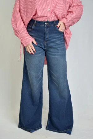 Pantalone plus-size tamni jeans zvono