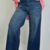 Pantalone plus-size tamni jeans zvono