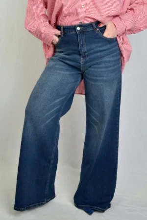 Pantalone plus-size tamni jeans zvono