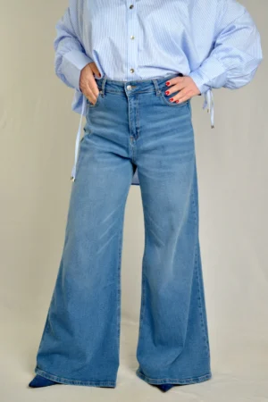 Pantalone plus-size svetli jeans zvono