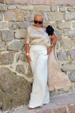 Elegantne bele ženske pantalone SERENA