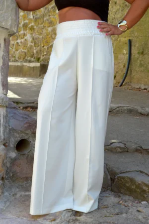 Elegantne bele ženske pantalone SERENA