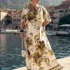Haljina plus-size, cvetni print, lepršava.
