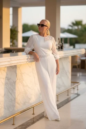 Kombinezon plus-size, beli, letnji