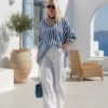 Košulja plus-size prugasta plavo-bela