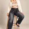 Pantalone plus-size jeans bledo-crne