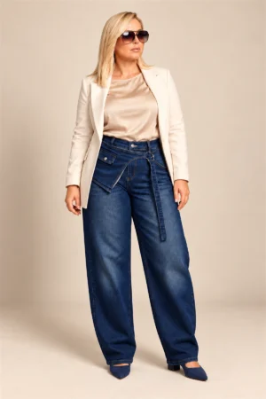 Pantalone plus-size jeans tamno-plave